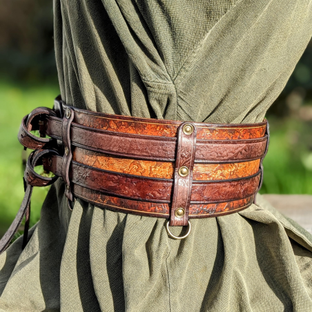 Ceinture 2 Force Rôdeur - marron flamme - fabrication française - LARP GN