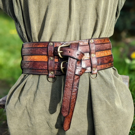 Ceinture 2 Force Rôdeur - marron flamme - fabrication française - LARP GN