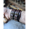 Bracelet de force en cuir brown-smith avec couture