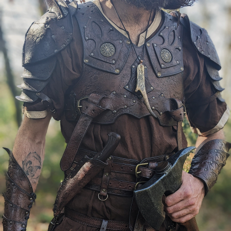 Harnais - haut d'armure 2 épaules Marron chocolat - conchos au choix