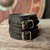 Bracelet de Force - Runes - Noir - Deux sangles