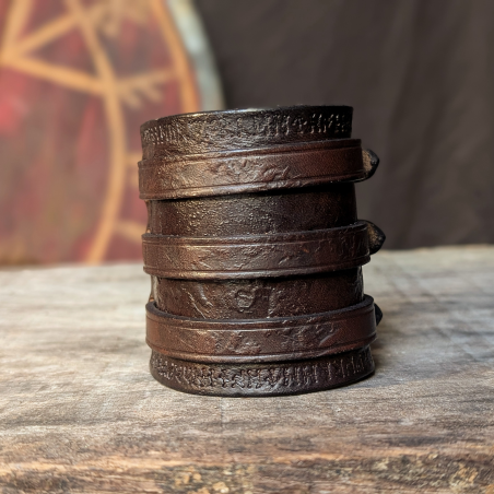 Bracelet de Force - Marron - Runes - Trois sangles