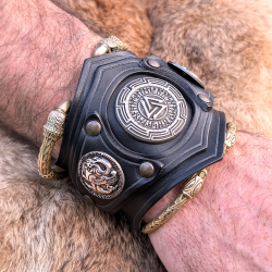 Bracelet Ragnar - Valknut Drachen noir