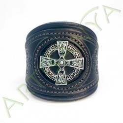 Bracelet en cuir Khal Drogo_Croix Celtique