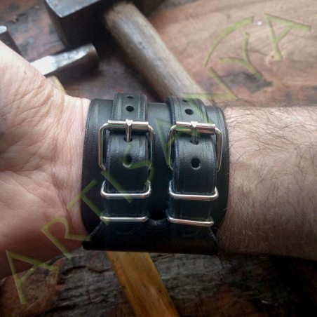 vue du dessus 2 du Bracelet de force en cuir black-smith